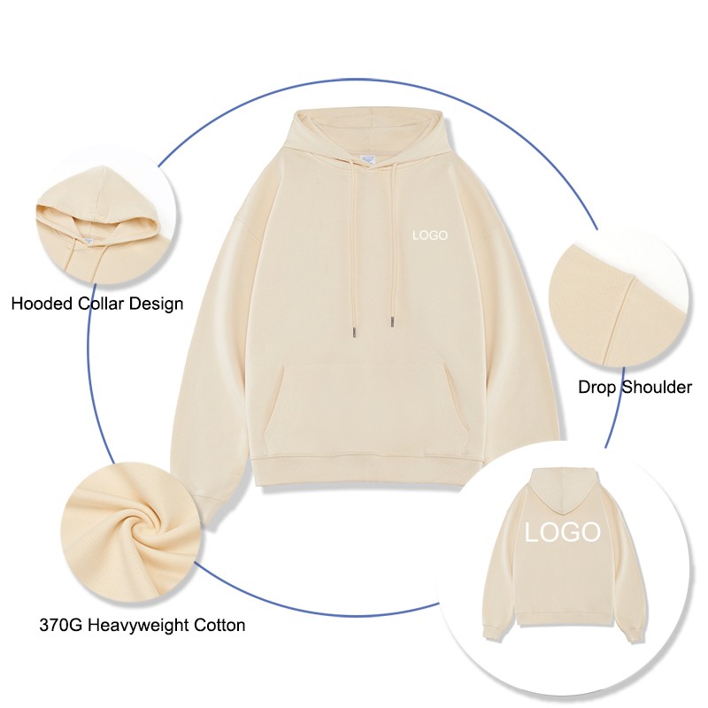 Cotton Hoodies Factory - Oversized 380gsm Plain Gray Hoodies Sweatshirts Plus Size Custom