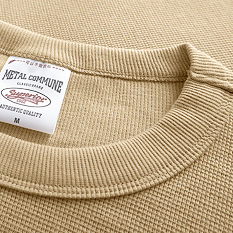 Waffle Tracksuits Supplier - Custom Logo Waffle Lattice Washed Sweatsuits Unisex Jogger Set