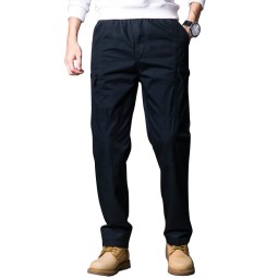 Cargo Pants Supplier - Men's Big Size Zipper Side Pockets Everyday Casual Cotton Trousers