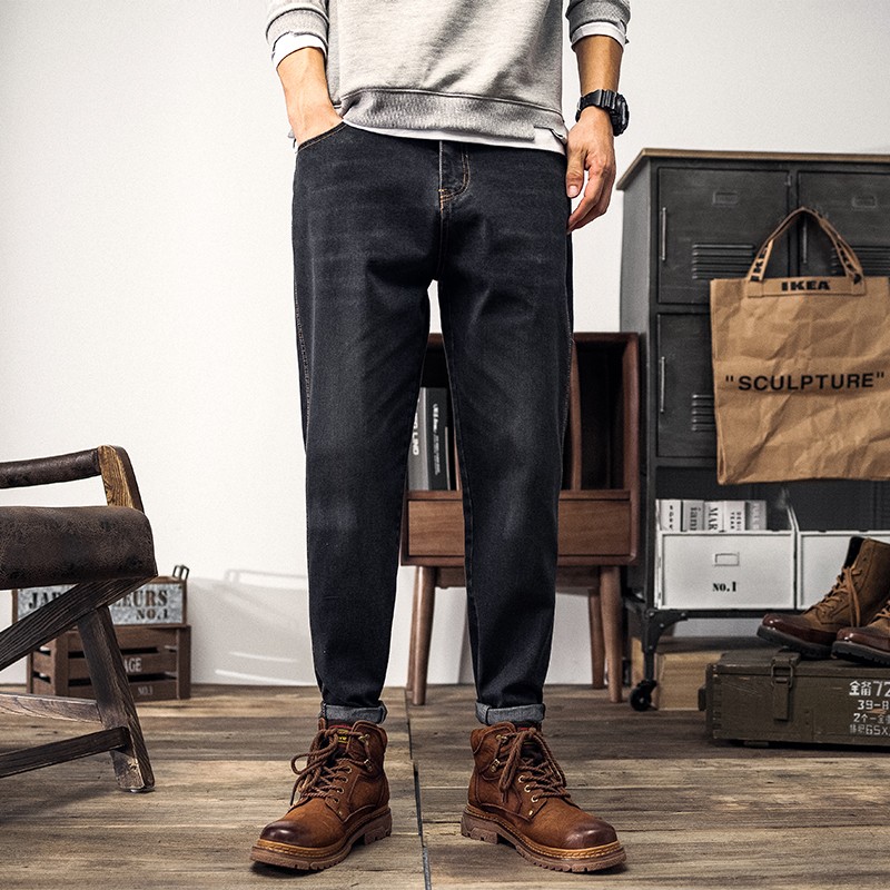 Denim Pants Manufacturer - Latest Leisure Tapered Jeans Trousers Plus Size Men's Pants