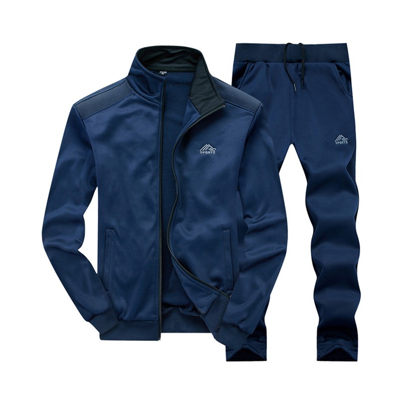 Track Suit Supplier - Men's Two Pieces Sweat Jacket Pants Mature Classic Autumn Sports Set
