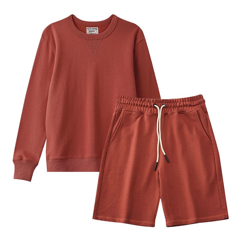 Sweatsuits Manufacturer - Premium Custom Logo 360G Cotton Crewneck Sweatshirt Shorts 2 Pieces