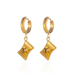 Geometric Earrings Supplier - 18k Gold Charm Star Drop Earrings