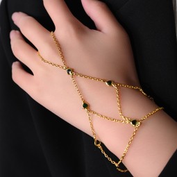 Hand Chain Bracelet Manufacturer - Mesh Heart Finger Ring Bracelet for Women