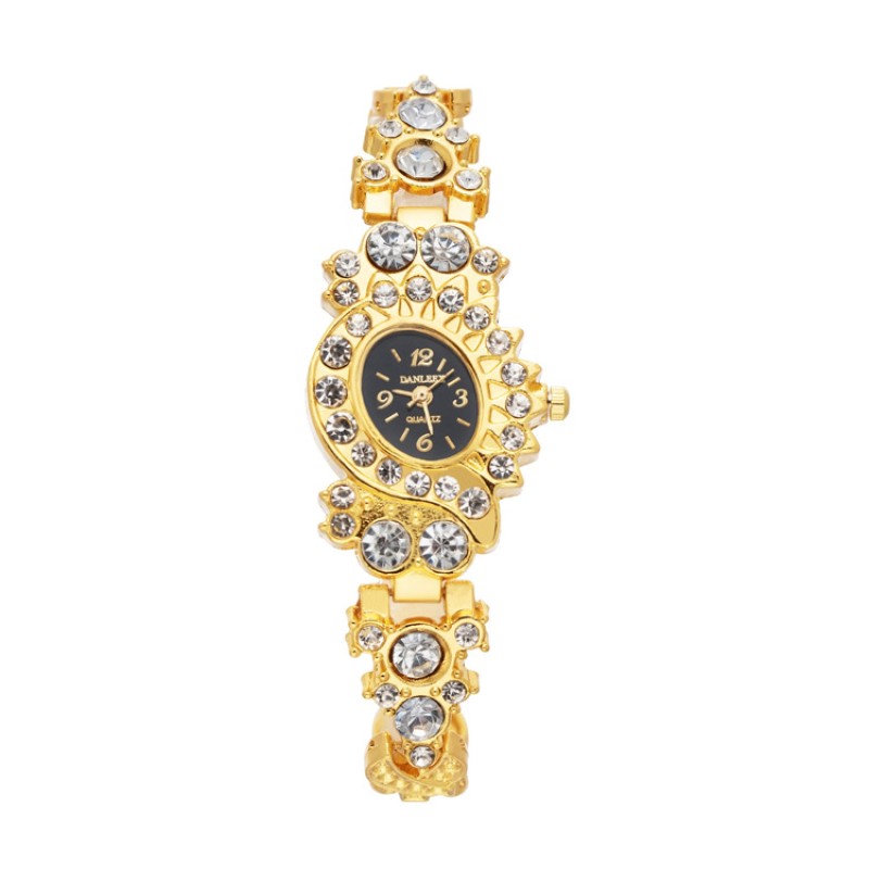 Women Watch Factory - Gold Diamond Quartz Bracelet Wrist Watch