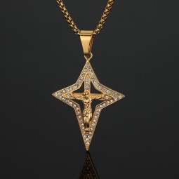 Cross Pendant Manufacturer - Stainless Steel Diamond Jesus Pendant