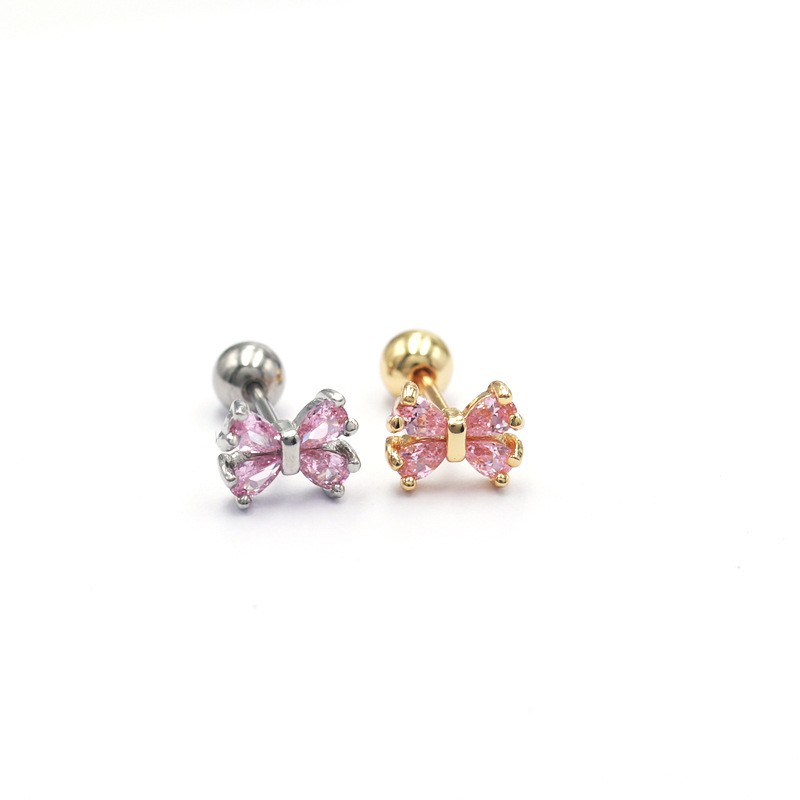 Bow Ear Piercing Manufacturer - 316L Stainless Steel Colorful Zircon