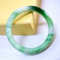 Jade Bangle Factory - White Green Jade Glass Bracelet for Women