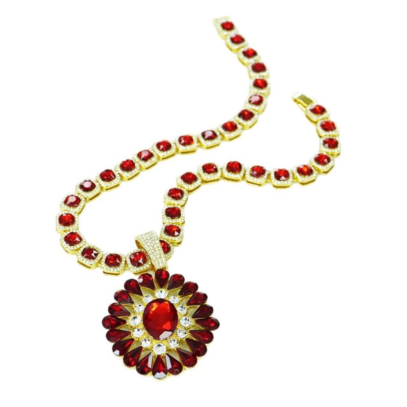 Sunflower Pendant Manufacturer - Colorful Rhinestone Women Necklace