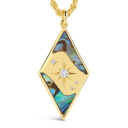 Moon Star Necklace Factory - 18k Gold Plated Geometric Shell Pendant