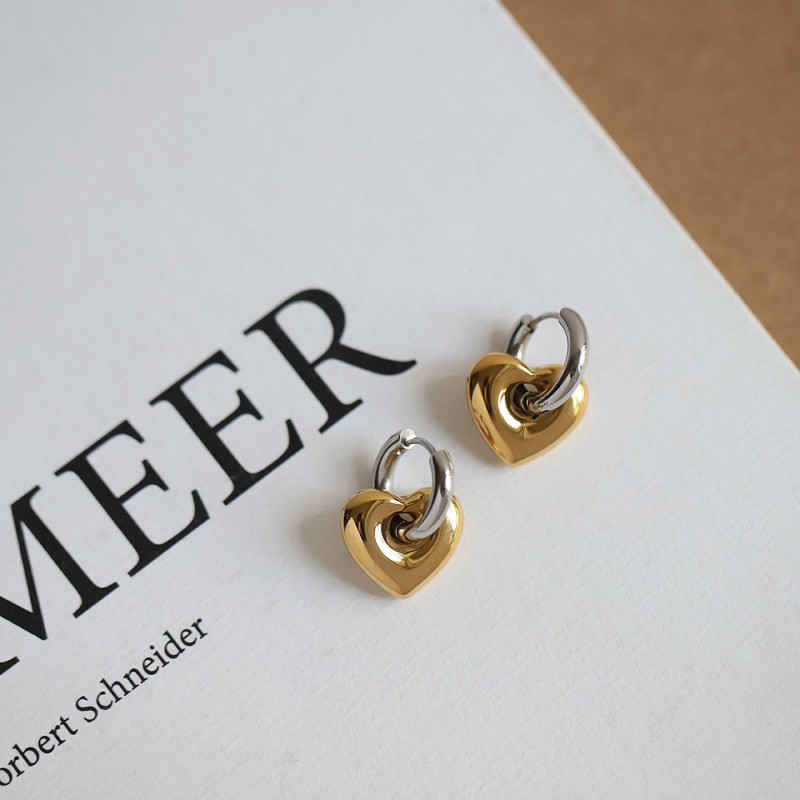 Heart Earring Supplier - Gold Silver Dangle Huggie Earrings for Women