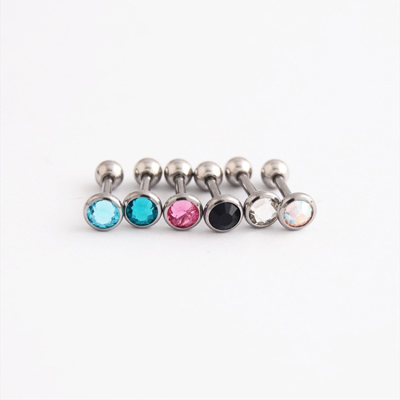Ear Piercing Factory - 316L Stainless Steel Colorful Zircon Earrings