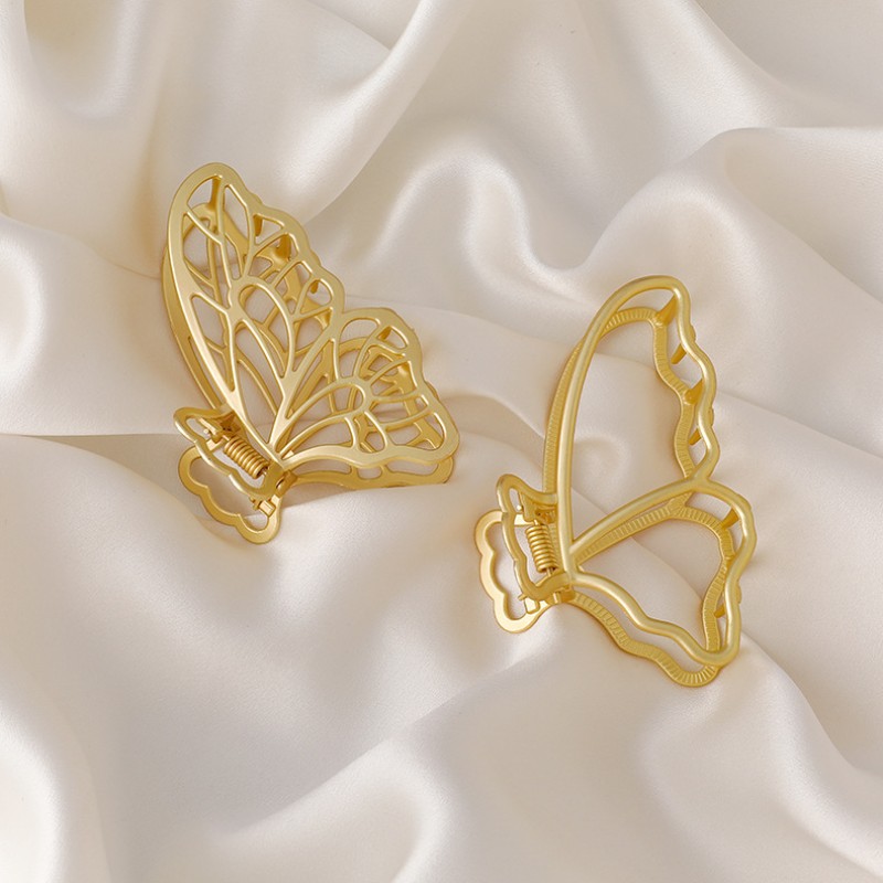 butterfly Hair Clip Supplier - Metal Matte Gold Hair Claw Clip
