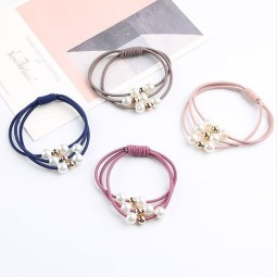 Pearl Hair Tie Manufacturer - 3 Layers Elastic Rubber Bracelet Hair Tie