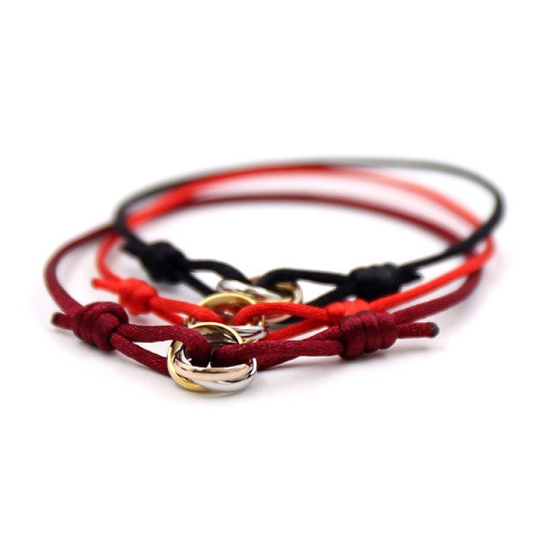 Rope Bracelet Manufacturer - Stainless Steel Three Rings Braided Bracelet
