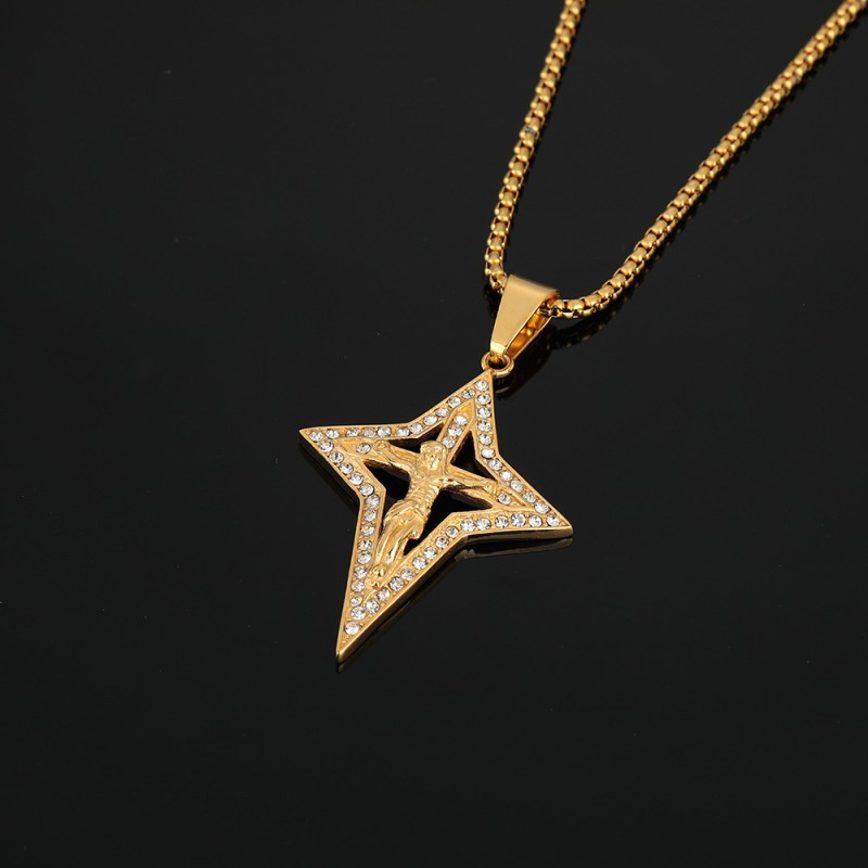 Cross Pendant Manufacturer - Stainless Steel Diamond Jesus Pendant