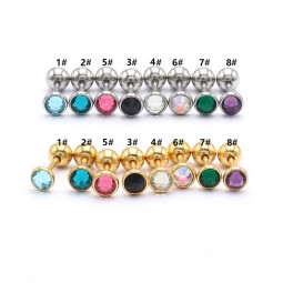 Ear Piercing Factory - 316L Stainless Steel Colorful Zircon Earrings