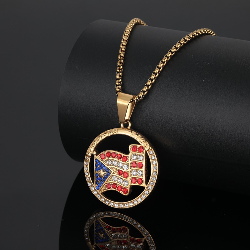 Puerto Rico Pendant Supplier - Stainless Steel Flag Hip Hop Pendant