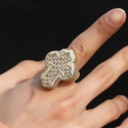 Cross Ring Manufacturer - Iced Out Copper 5A Zircon Hip Hop Ring