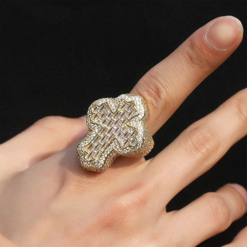 Cross Ring Manufacturer - Iced Out Copper 5A Zircon Hip Hop Ring