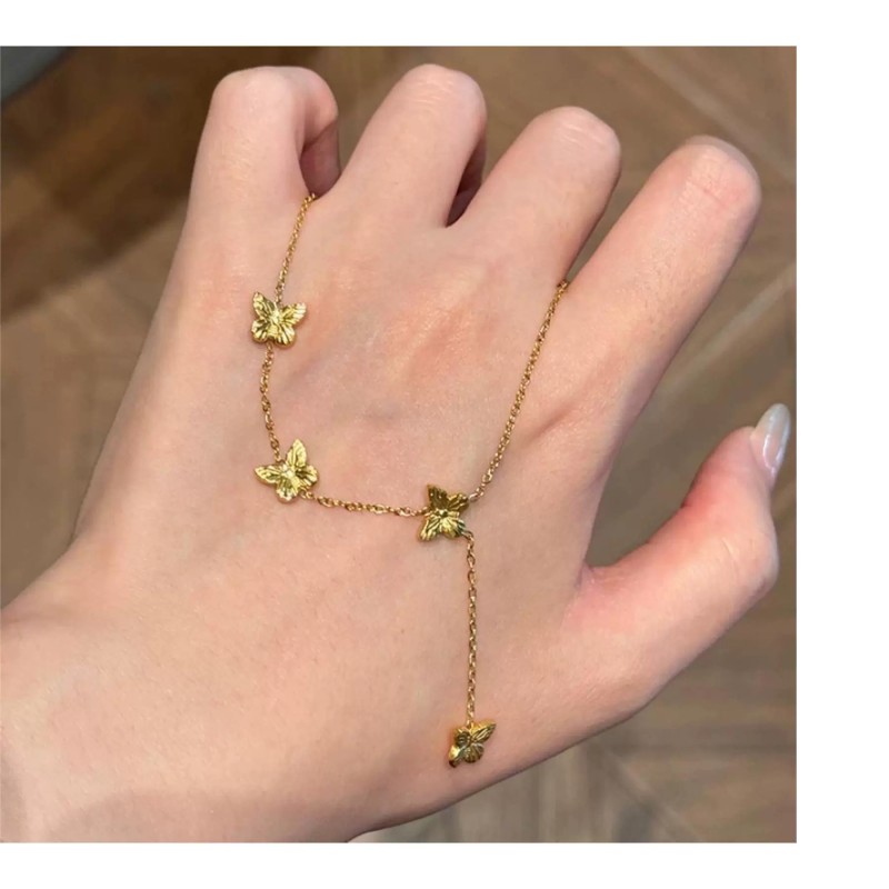 Butterfly Necklace Manufacturer - Stainless Steel Gold Tassel Choker for Women
