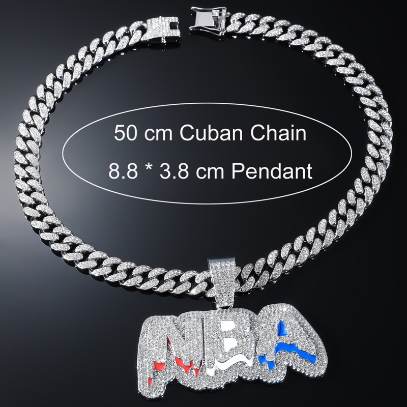 Full Diamond Pendant Supplier - Hip Hop Cuban Chain Sports Necklace