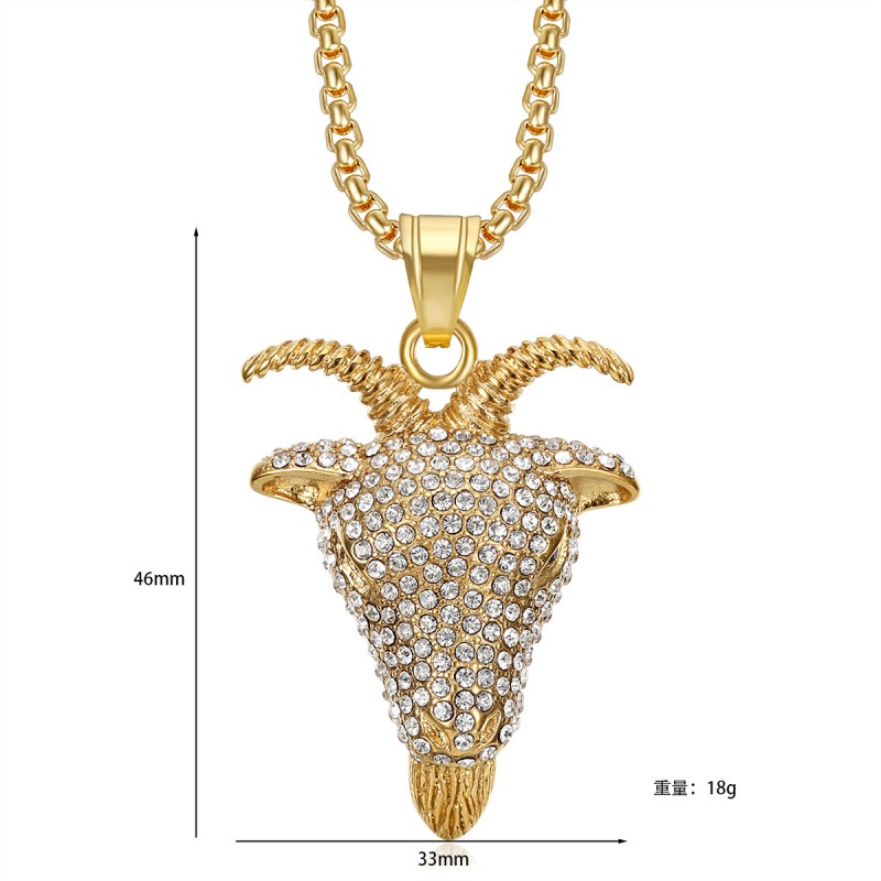 Goat Pendant Manufacturer - Titanium Steel Full Diamond Hip Hop Pendant