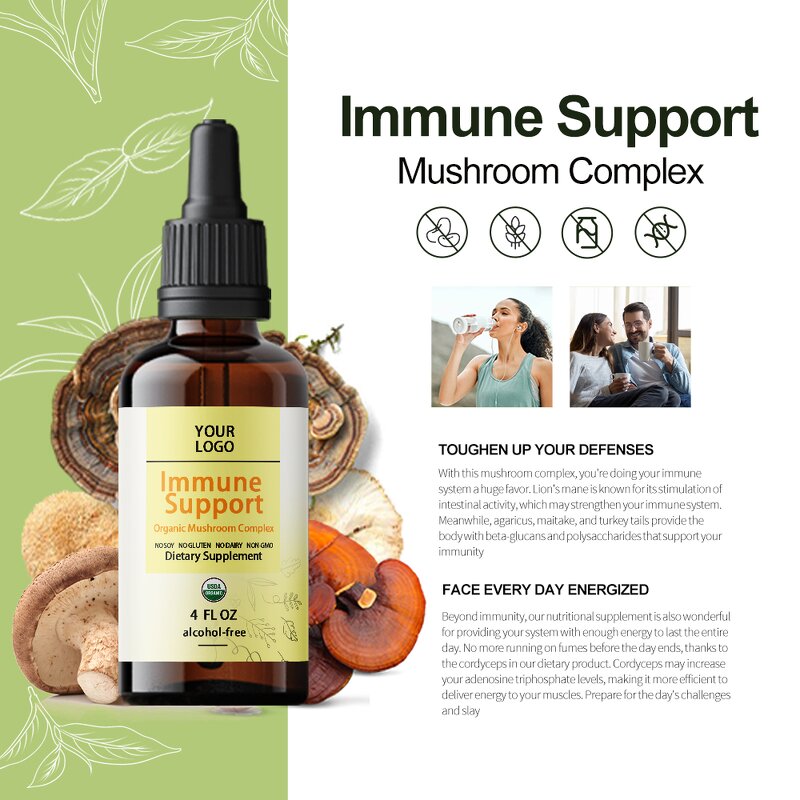 Medicinal Mushroom Complex Liquid Extract - Lions Mane for Immune Support & Brain Boost Tincture