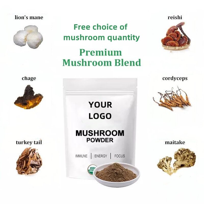 Mushroom Extract Powder Manufacturer - Private Label Organic 12-in-1 Blend with Lions Mane