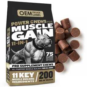 Dog Muscle Gain Chews Manufacturer - High Protein 11-in-1 Soft Chew Supplement for All Breeds