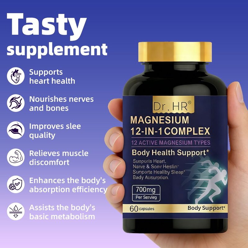 Magnesium Capsules Manufacturer - 12-in-1 Complex with 700mg for Heart & Nerve Support