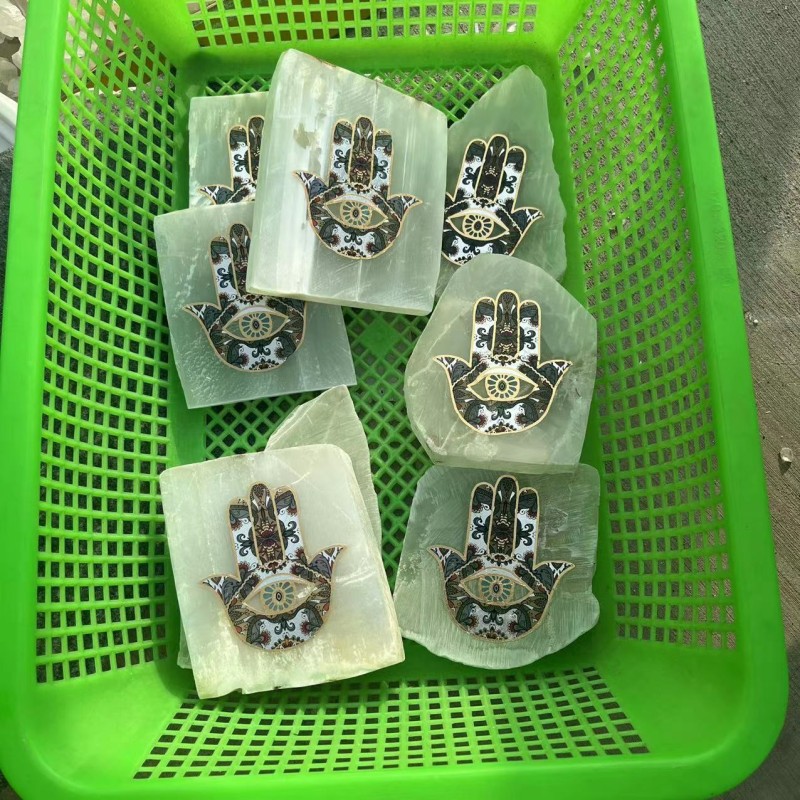 Hamsa Hand Sculpture Factory - Bestselling Polished Selenite Irregular Hamsa Hand Decor