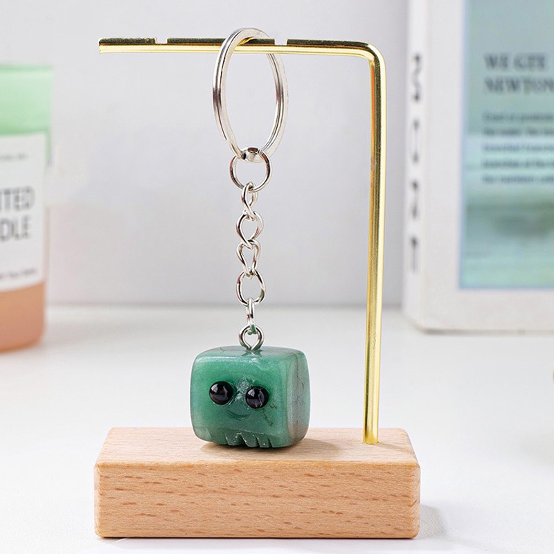 DIY Keychain Manufacturer - Wholesale Price Natural Tumble Stone Creative Cube Key Chain