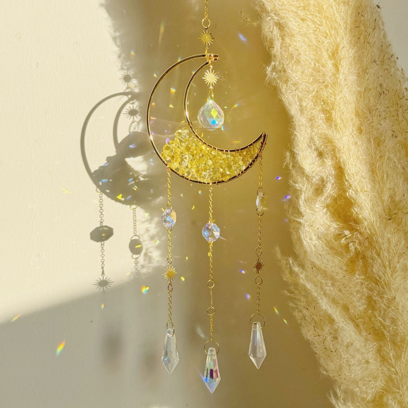 Sun Catcher Supplier - Best Price Natural Crystal Moon Suncatcher Amethyst Hanging