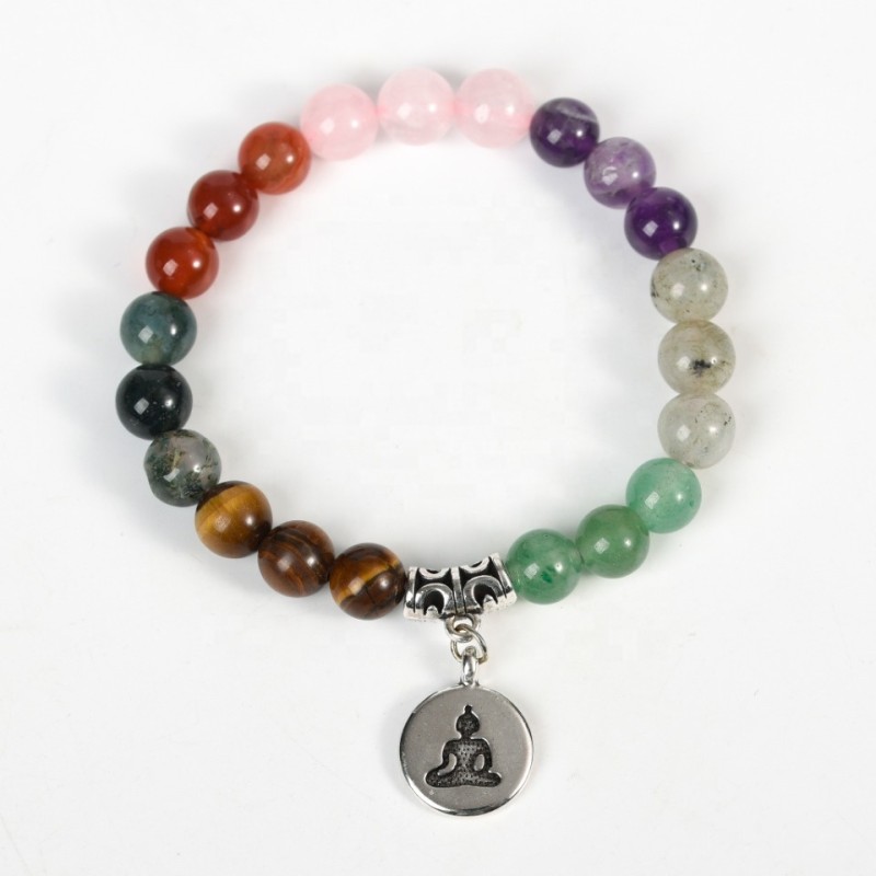 Healing Bracelet Manufacturer - Bulk Natural 7 Chakra Stone Crystal Bead Bracelet Gift