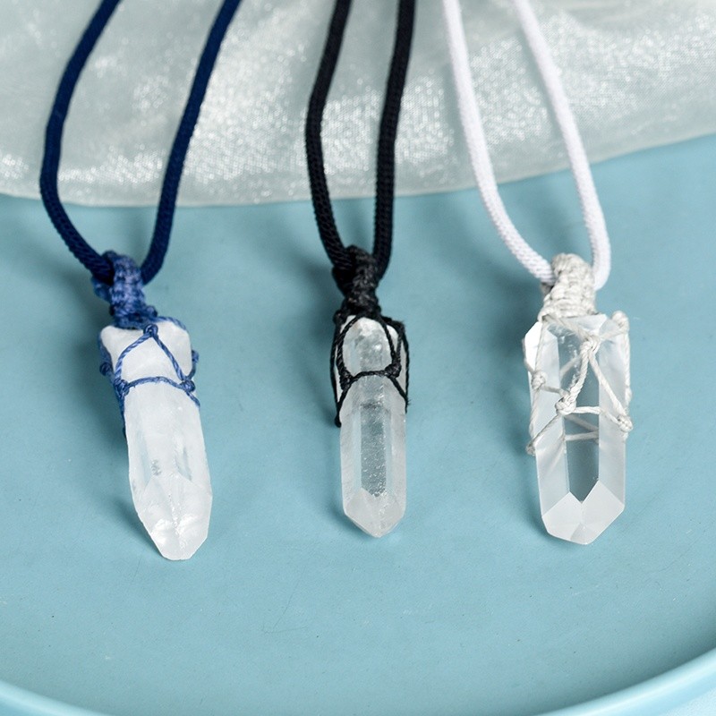 Wire Pendant Supplier - Bulk Wire Wrapped Natural Clear Quartz Raw Crystal Point Pendant