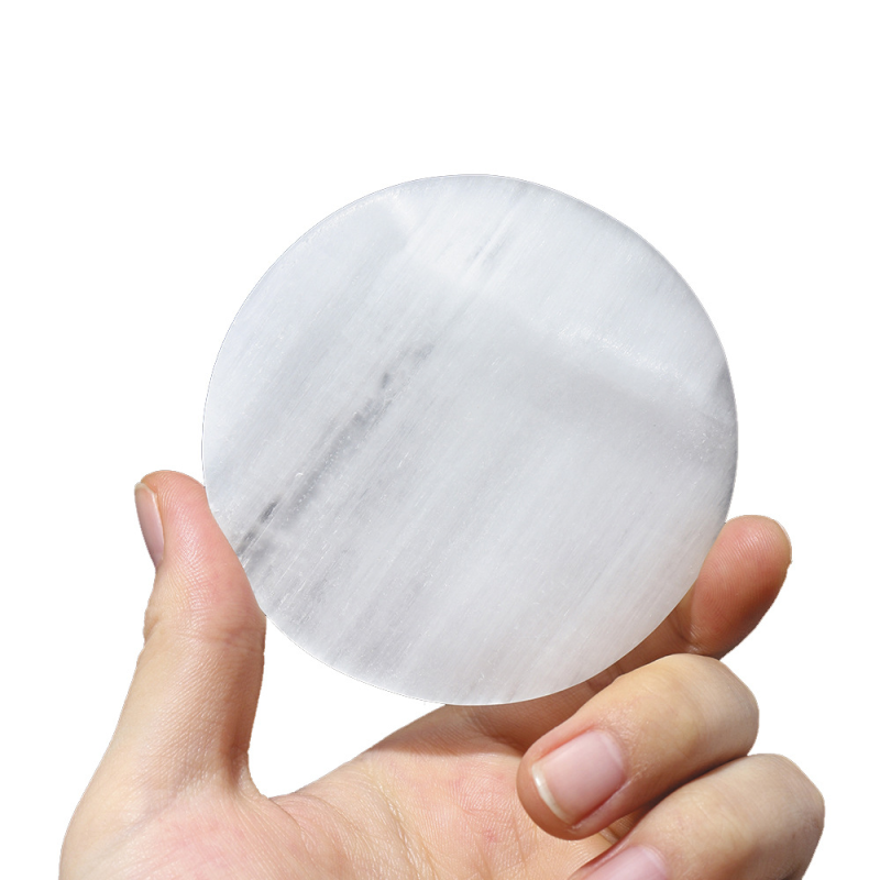 Crystal Crafts Manufacturer - Wholesale Natural White Selenite Round Plate Home Decor