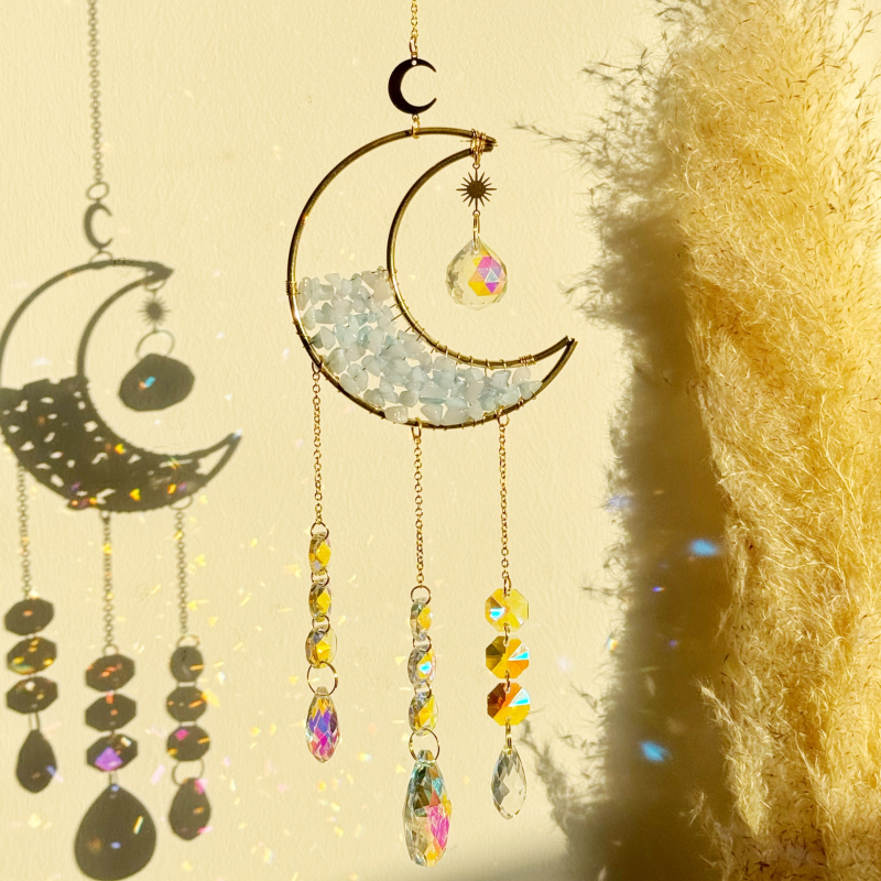 Sun Catcher Supplier - Best Price Natural Crystal Moon Suncatcher Amethyst Hanging