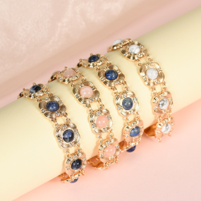 Crystal Bangle Factory - Women's Natural Rose Quartz Obsidian Crystal Bracelet Handcrafted