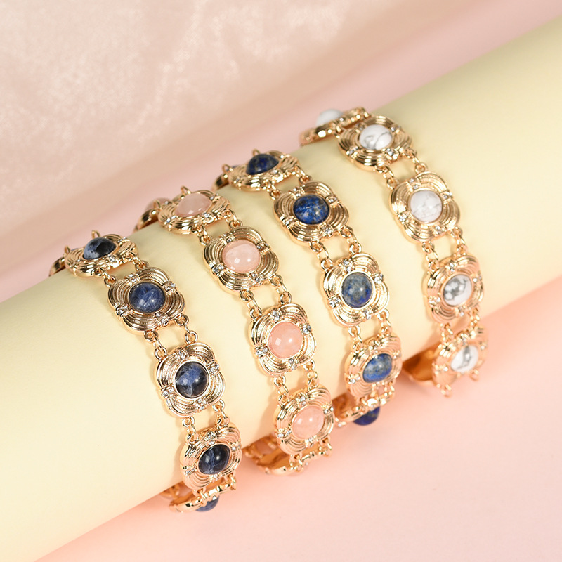 Crystal Bangle Factory - Women's Natural Rose Quartz Obsidian Crystal Bracelet Handcrafted