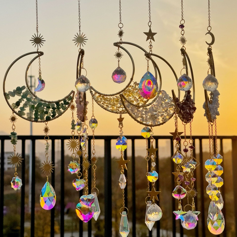 Sun Catcher Supplier - Best Price Natural Crystal Moon Suncatcher Amethyst Hanging