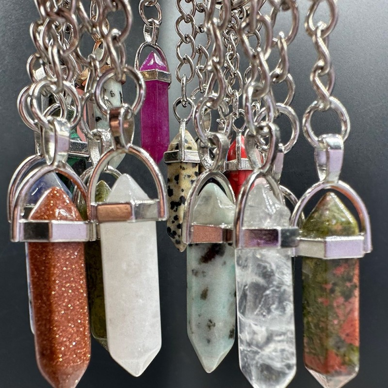 Crystal Keychain Supplier - New Arrival Natural Rose Quartz Point Malachite Bullet Keychain