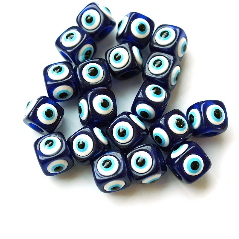 Devil's Eyes Beads Supplier - Resin Large Hole Square Beads Turkish Blue Eyes DIY