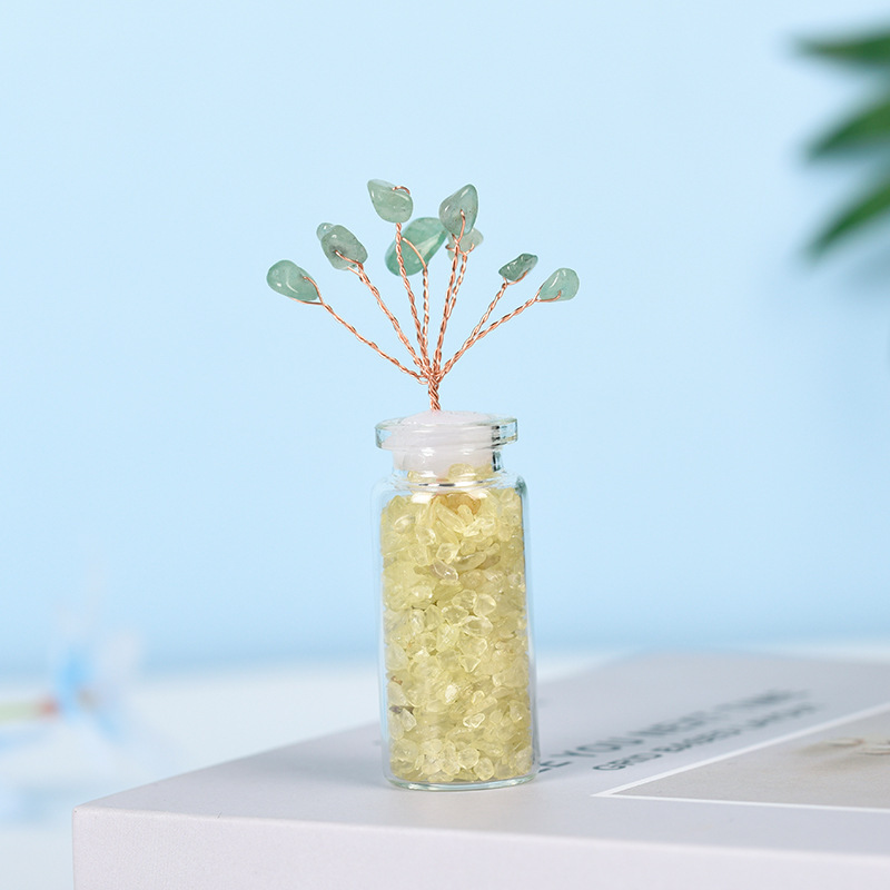 Fengshui Tree Factory - Wholesale Quartz Crystal Chips Gravel Infused Glass Bottle Tree