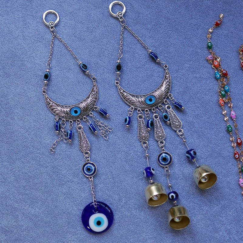 Car Hanging Factory - Devil's Eye Metal Moon Shape Car Hanging Blue Evil Angel Eye