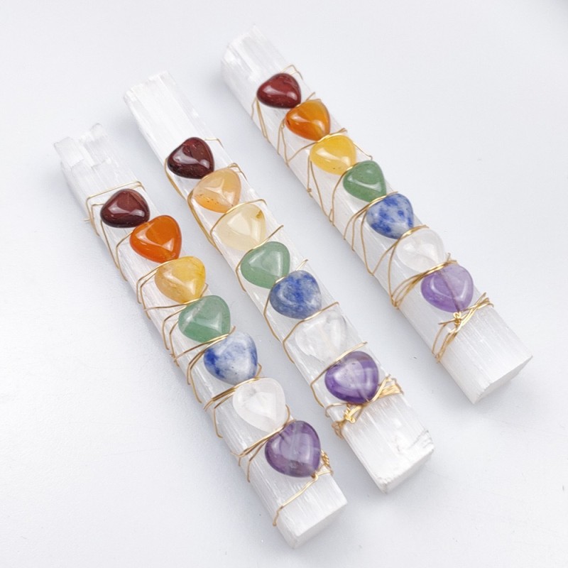 Selenite Wand Supplier - Natural 7-Chakra Love Heart Healing Selenite Wire Wrapped Stick