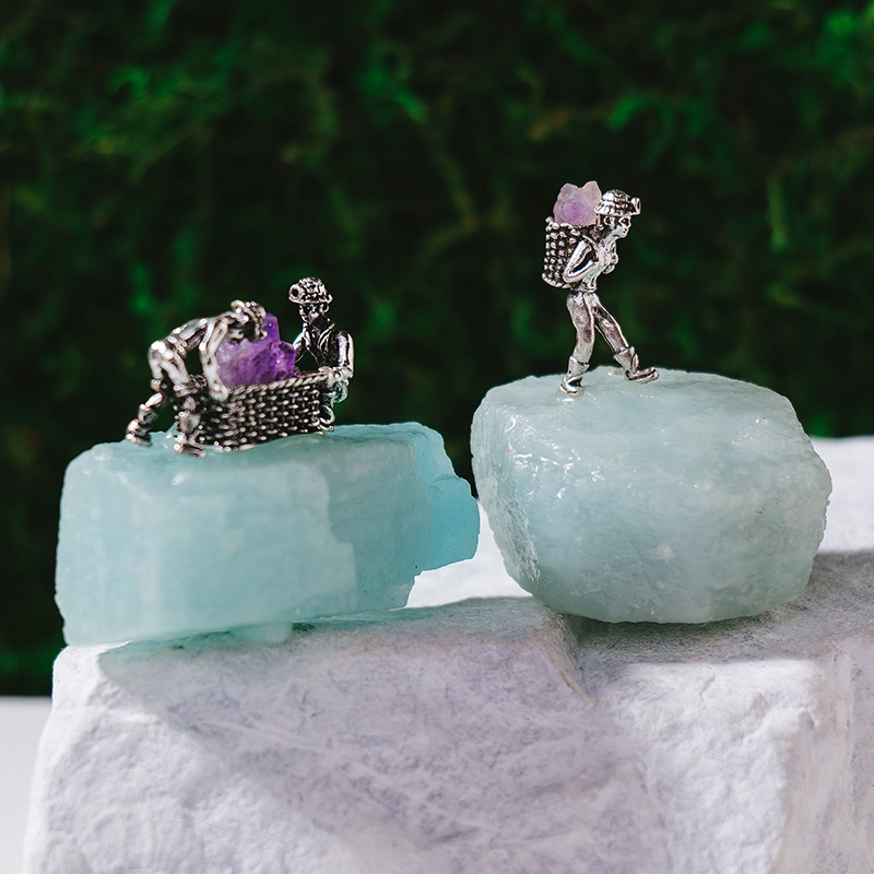 Raw Crystal Crafts Manufacturer - Copper Art Ore Specimen Amethyst Miner Natural Stone