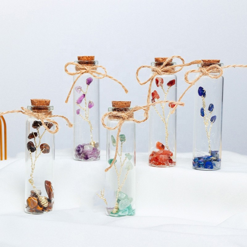 Wishing Bottle Supplier - Natural Seven Color Gemstone Amethyst Crystal Chips Tree