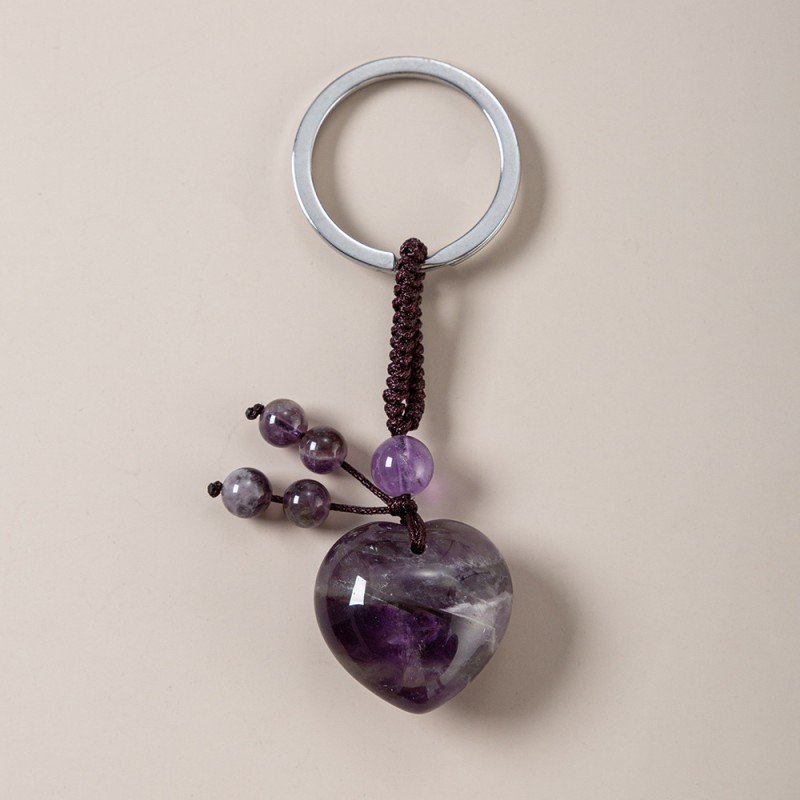 Crystal Keychain Factory - Wholesale Natural Crystal Heart Woven Keychain Pendant Gift