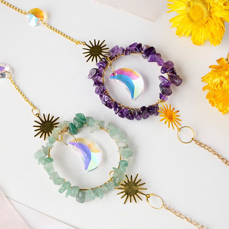 Sun Catcher Supplier - Natural Handmade Rose Quartz Chips Wind Chimes Crystal